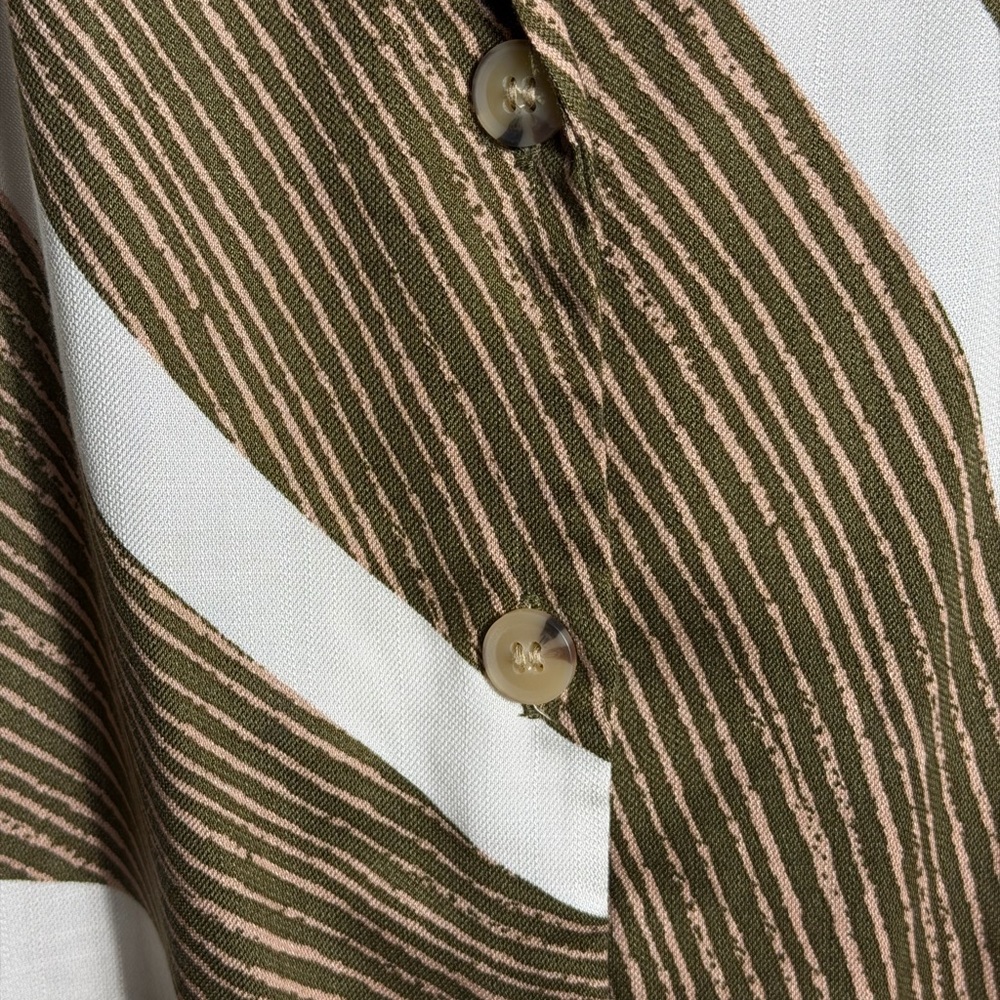 Worthington Tencel Lyocell Abstract Brown White Belted Button Front Dress XXL - Picture 8 of 9